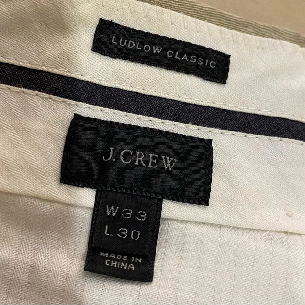 J Crew Ludlow  Classic 100% Cotton Tan Pants 33 x  30